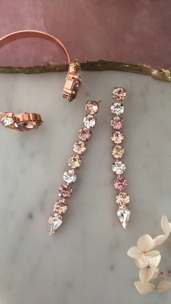 Kate - Rose Gold Swarovski Crystal Statement Drop Earrings