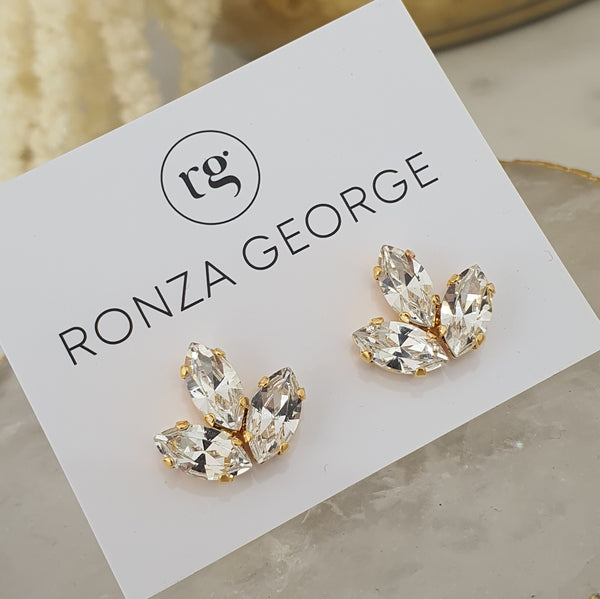 Anastasia Studs - Gold Swarovski Crystal Bridal Earrings