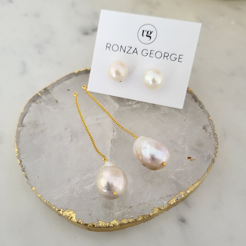 Baroque Pearl Earrings - Venus - 18CT Gold