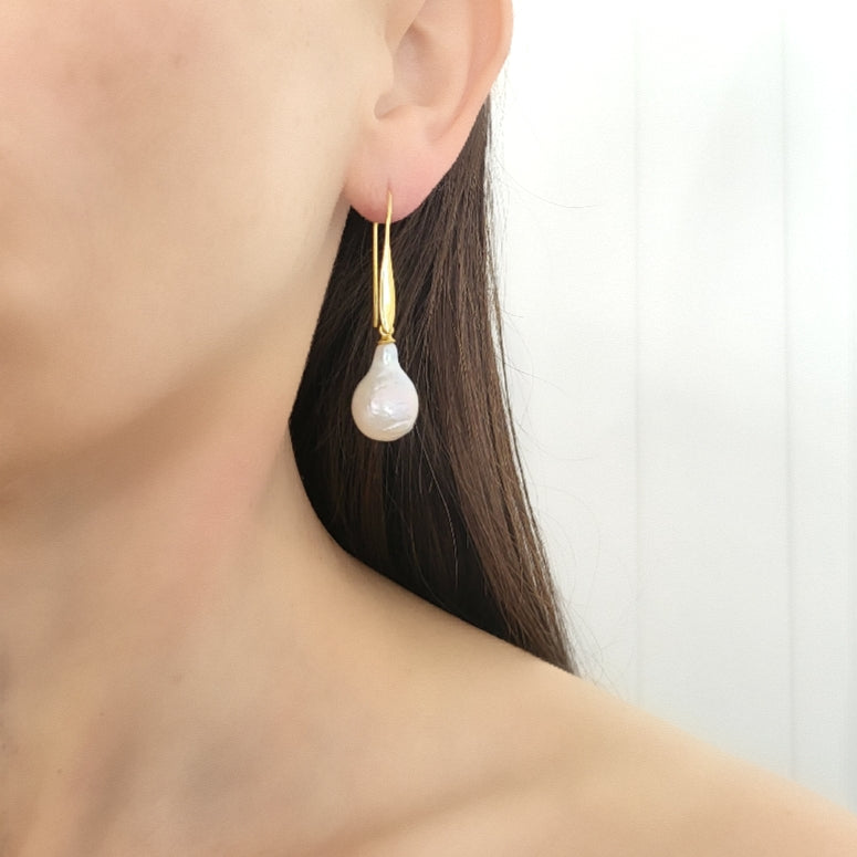 Baroque Pearl Drop Earrings - Lyra - 18CT Gold