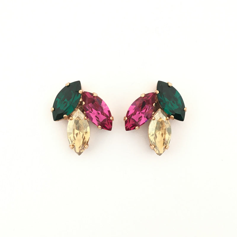 Green and Pink Earring Studs