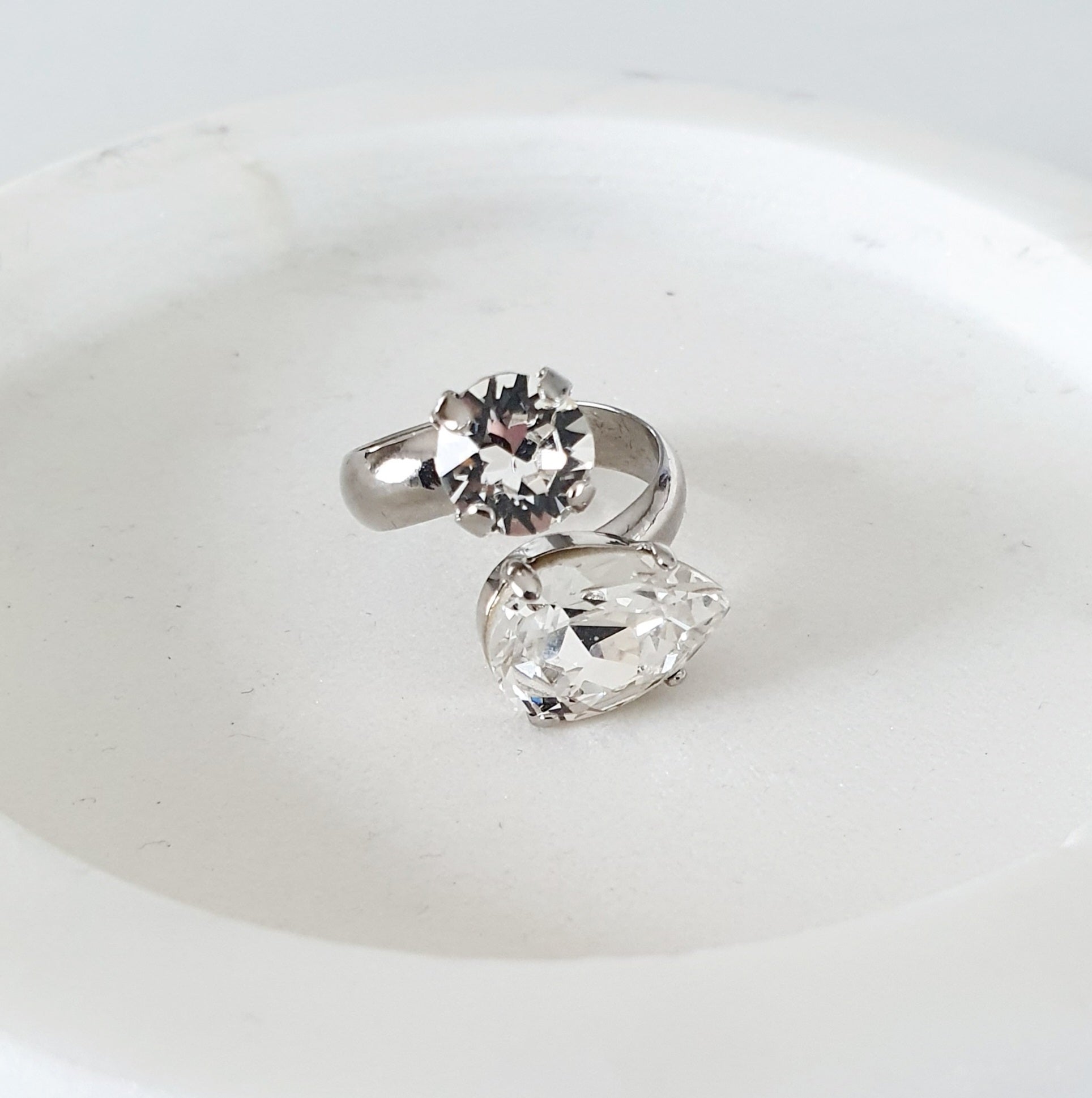 Pear shaped sales crystal ring
