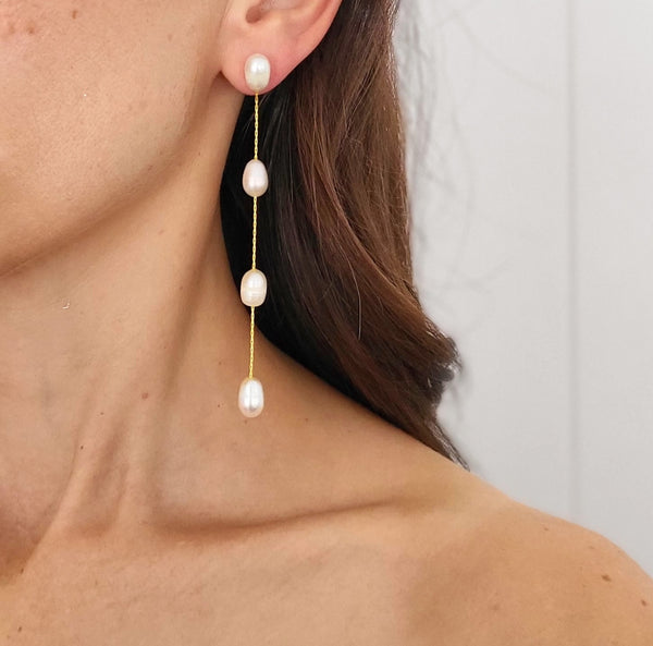Fresh Water Pearl Earrings - DESTINY - 18CT GOLD