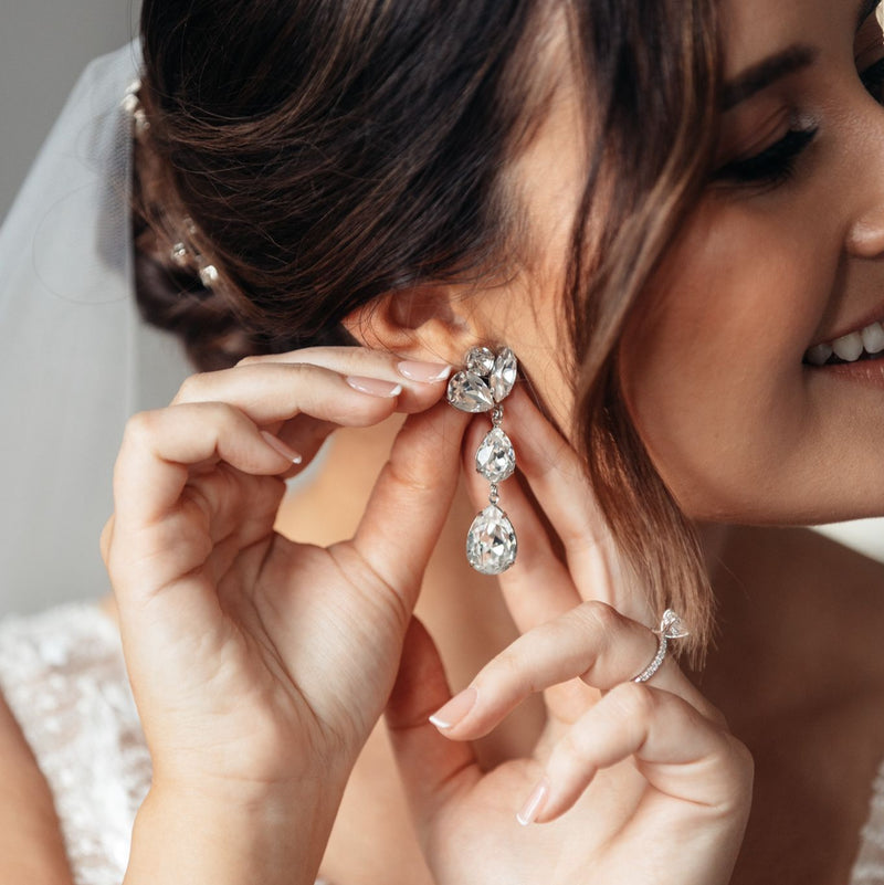 Angie Junior Bridal Drop Earrings Crystal