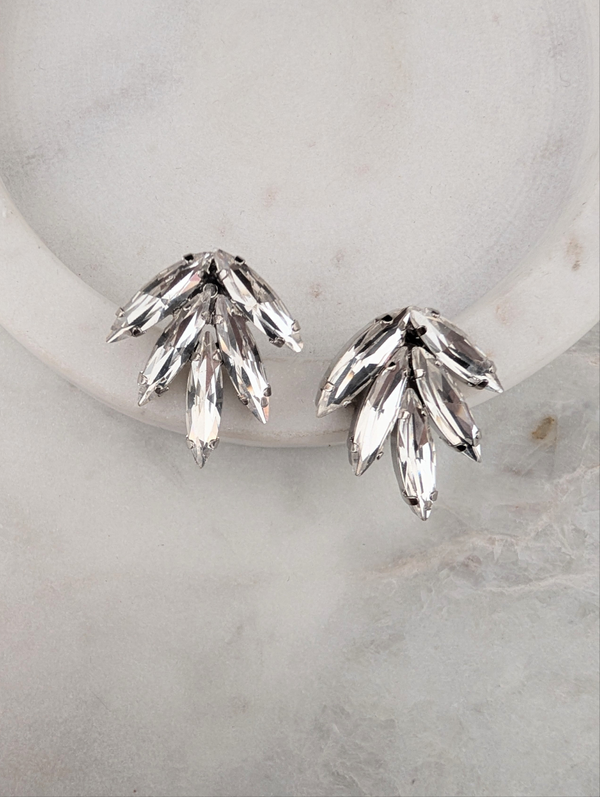 Anita Studs - Crystal Clear, Rhodium Plated
