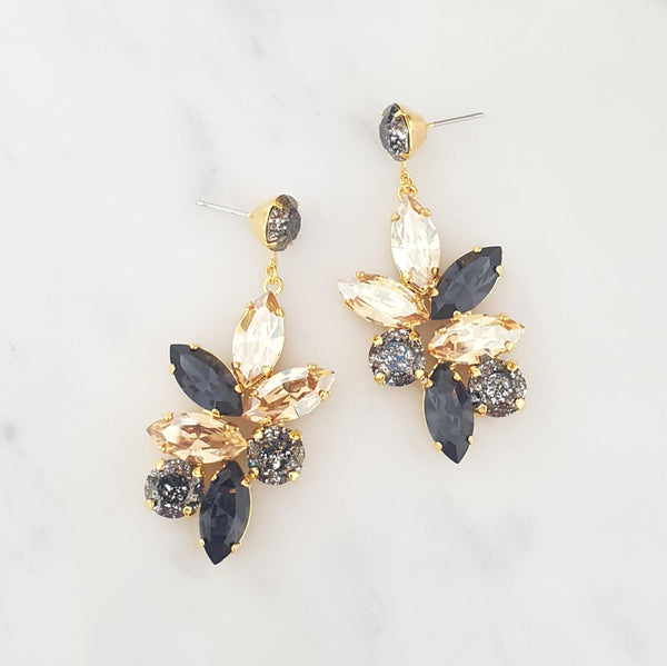 Jen Black and Gold Drop Earrings