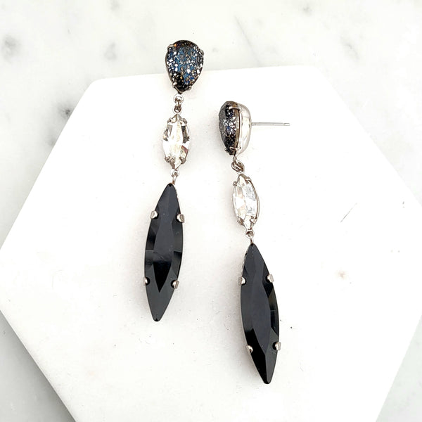 Jolie Sphinx Long Black Earrings
