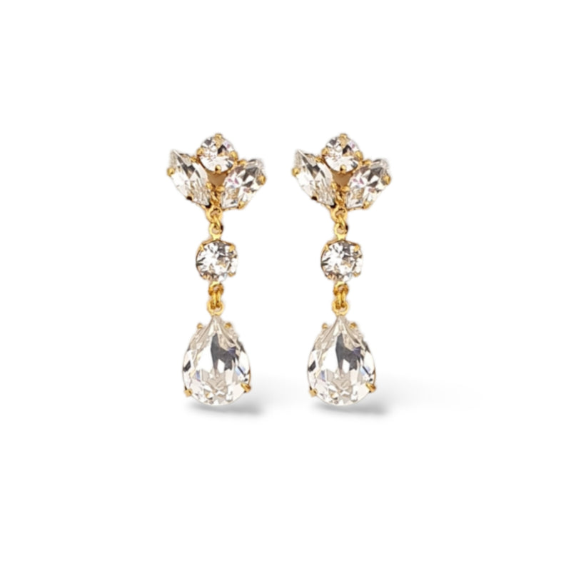 Mariah Long Dainty Earring drops - Swarovski Crystal