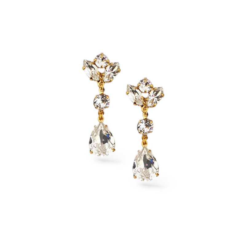 Mariah Long Dainty Earring drops - Swarovski Crystal