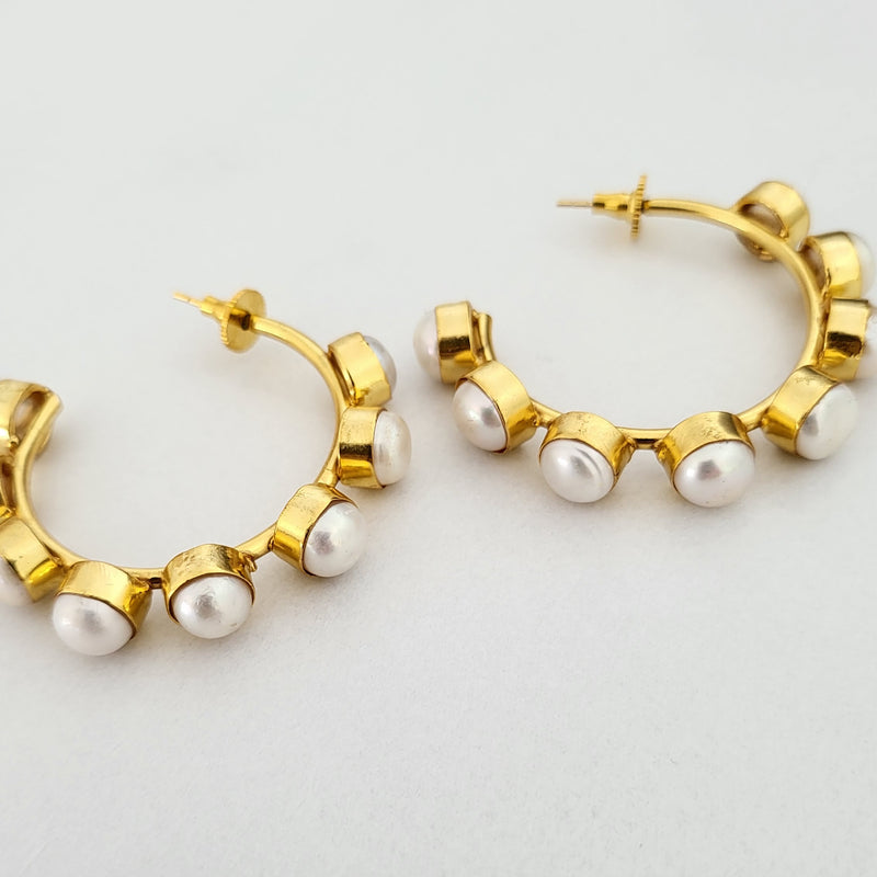 Baroque Pearl Hoops - Carina Statement Hoops - 18CT Gold