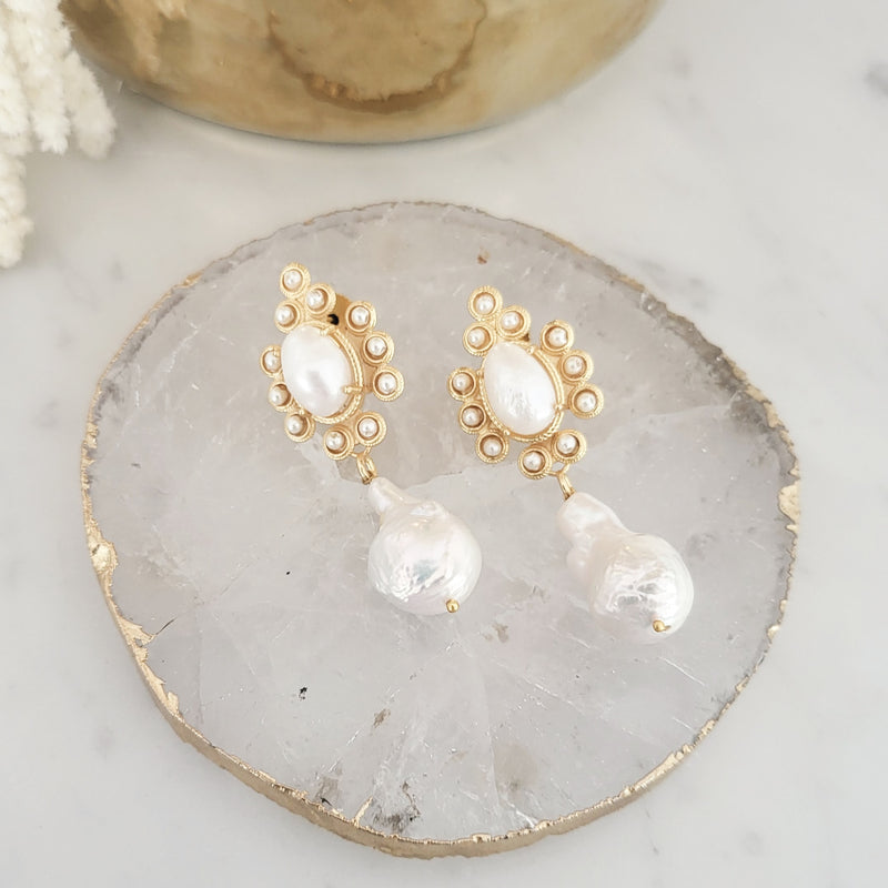 Baroque Pearl Earrings - ELANOR - 18CT GOLD