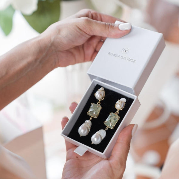 Baroque Pearl Statement Earrings - Baroque & Rutilated Quartz - 18CT Gold Plated