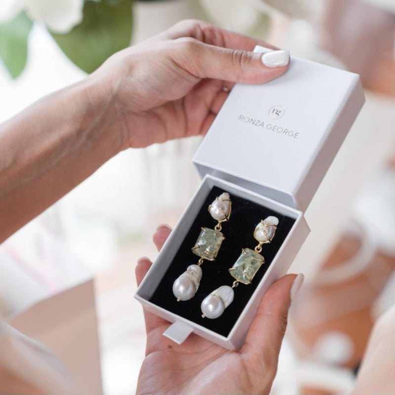 Baroque Pearl Statement Earrings - Baroque & Rutilated Quartz - 18CT Gold Plated