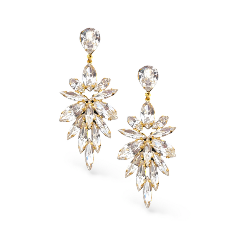 Sephora Statement Drop Earrings - Crystal, Yellow Gold Base