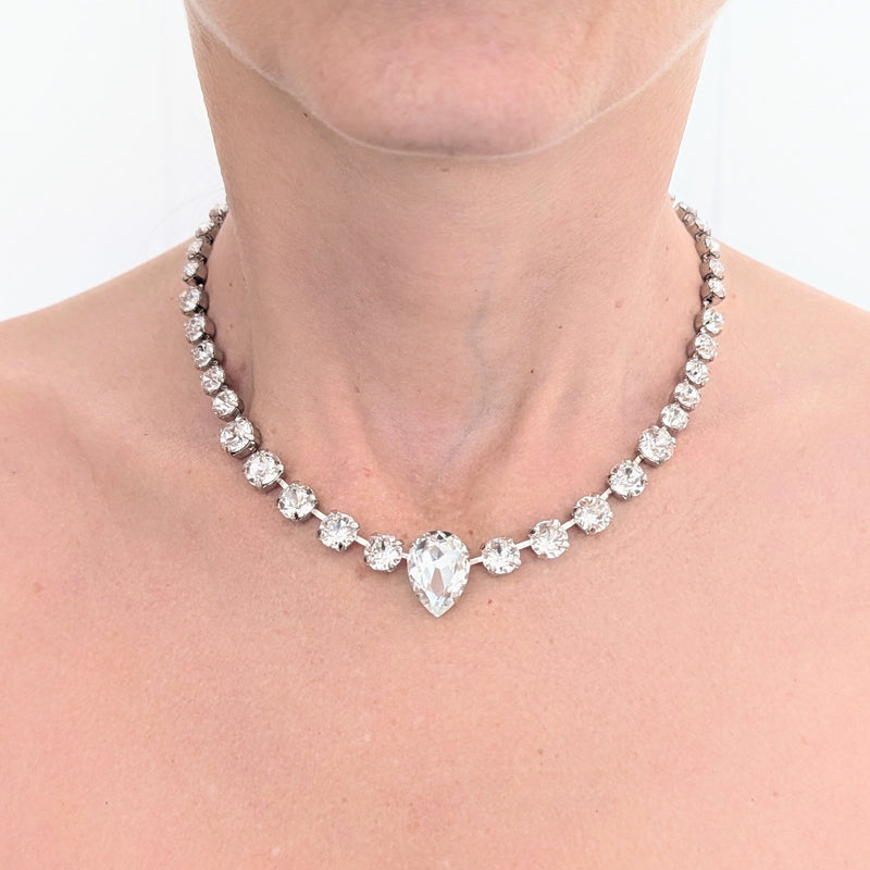 Jewel Necklace - Swarovski Crystals - Rhodium plated