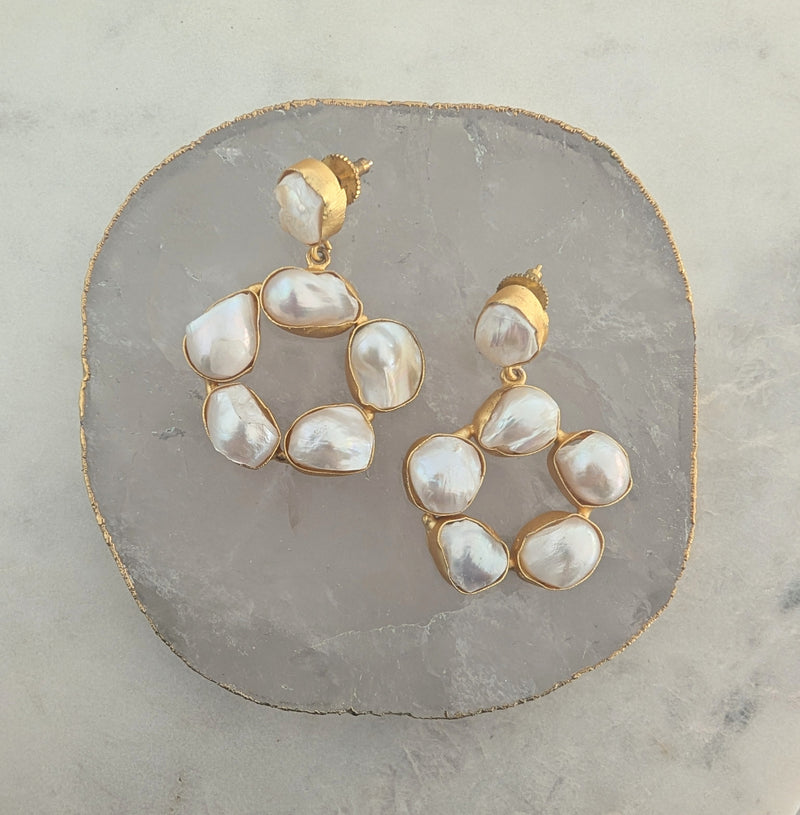 Baroque Pearl Statement Earrings - DANICA - 18CT Gold