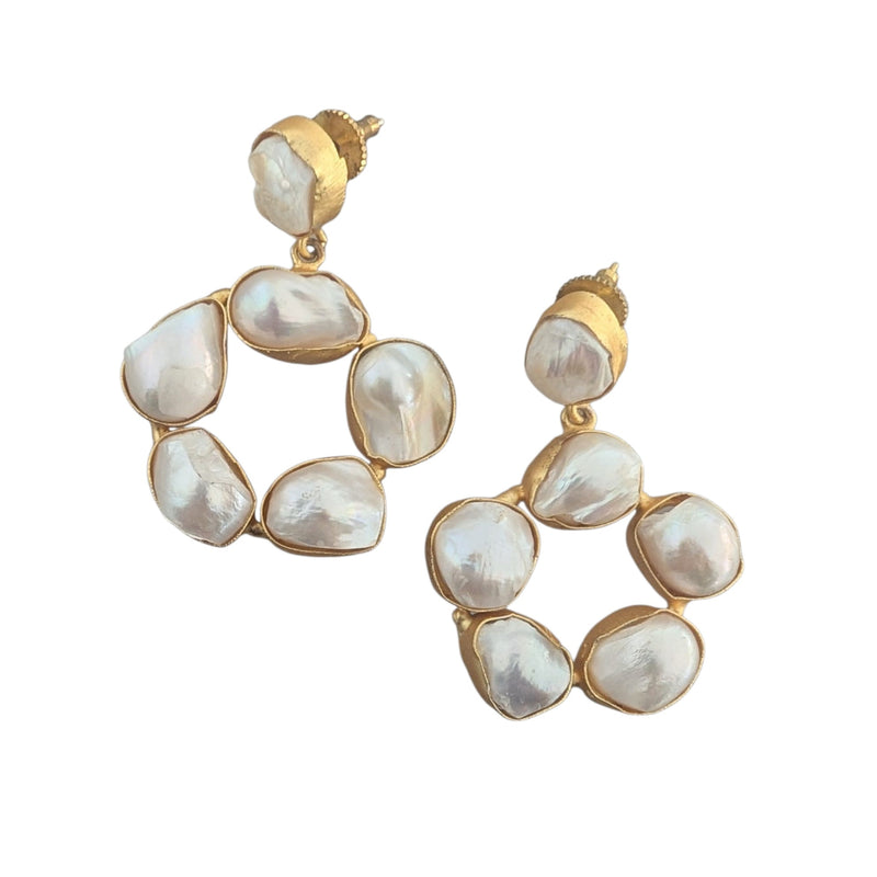 Baroque Pearl Statement Earrings - DANICA - 18CT Gold