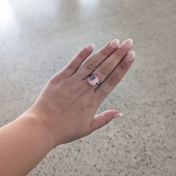 Emerald Cut Ring Large - Rhodium