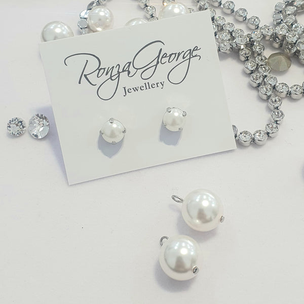 Leah - Swarovski Bridal Pearl Stud Earrings