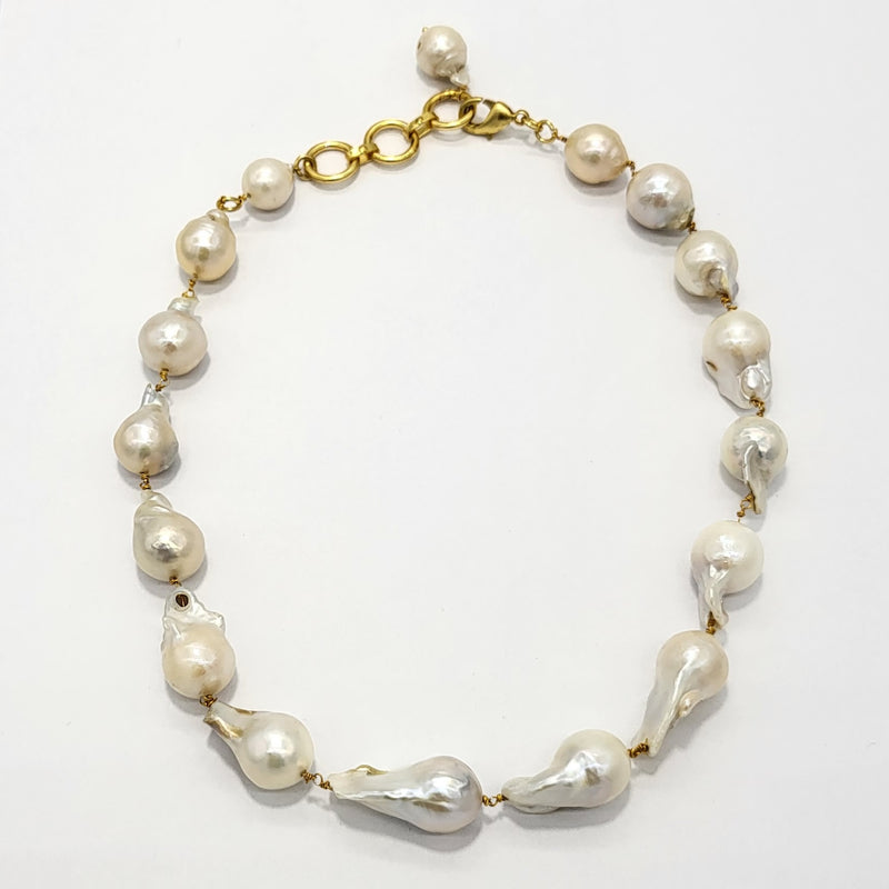 Serene Statement Baroque Pearl Necklace -18CT Gold