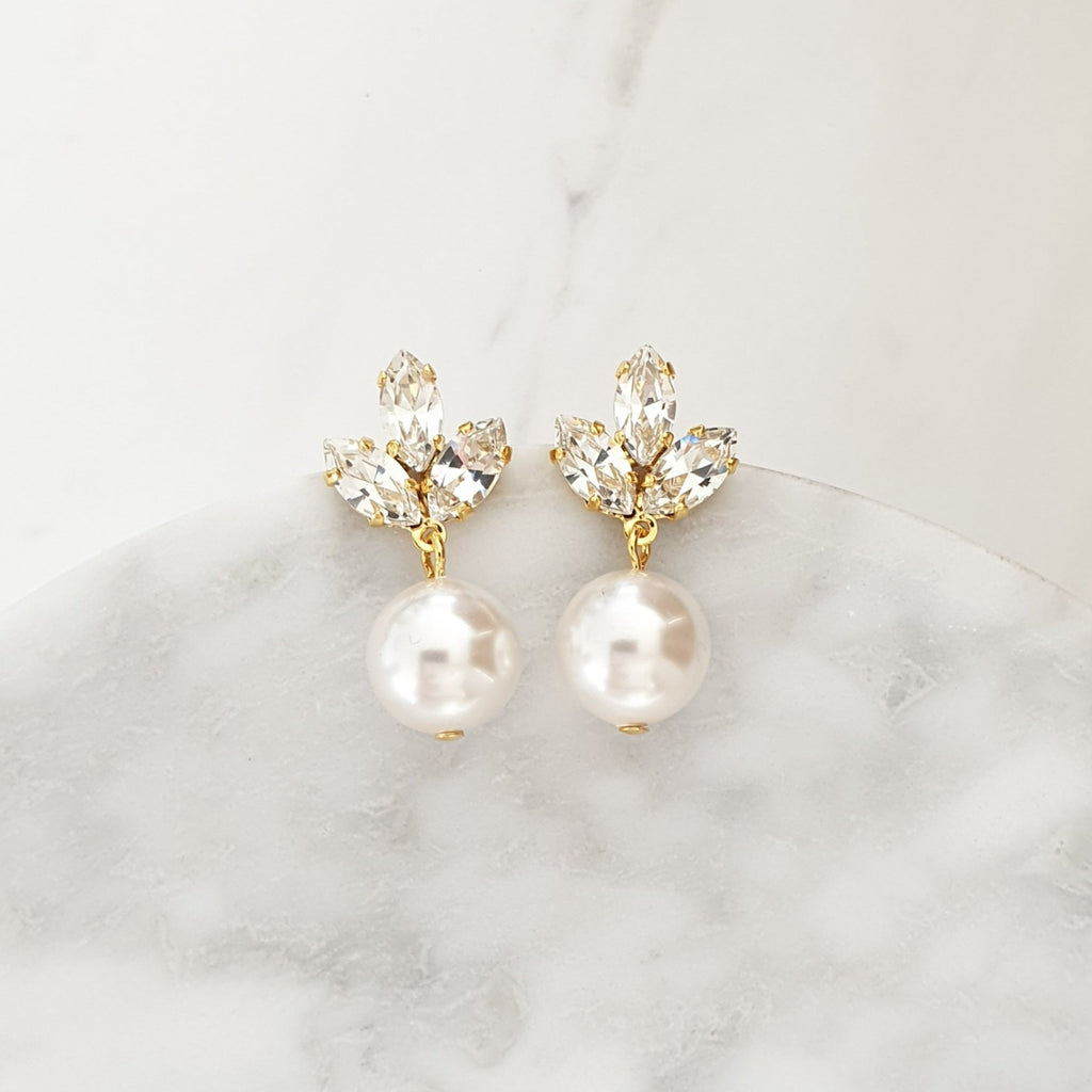 Swarovski crystal pearl best sale earrings