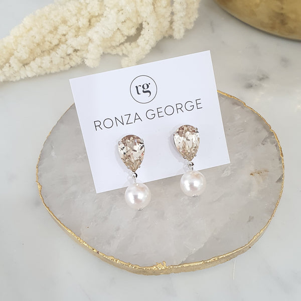 Ramina Pearl Earrings - Champayne & Pearl