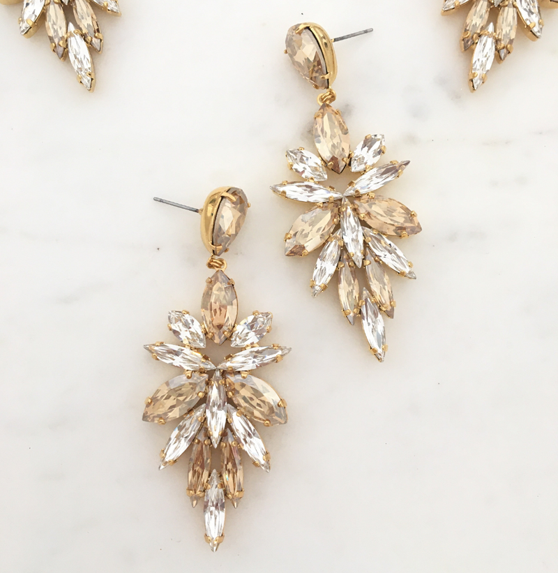 Sephora Statement Earring Drop - Golden Shadow, White opal and Crystal