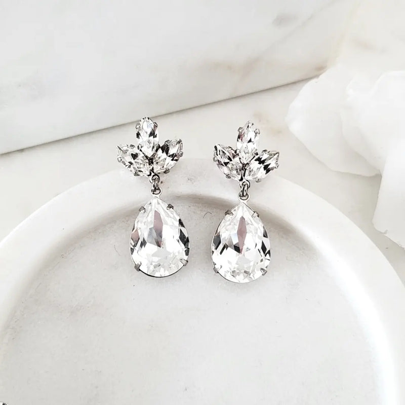 Drop Earring Anastasia Swarovski Crystal Rhodium Plated