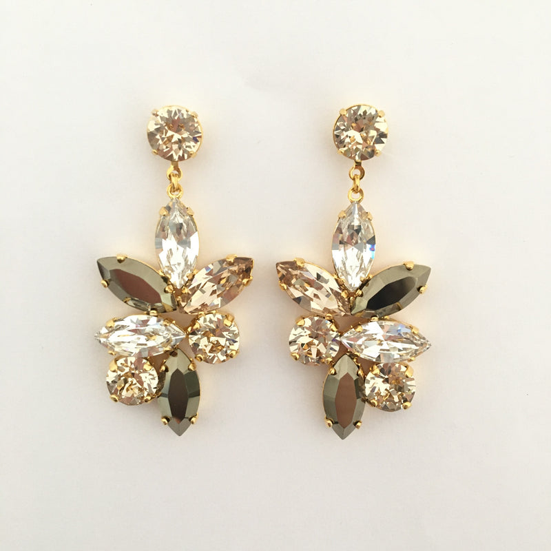 Jen Drop Earrings - Light Metalic Gold and Champagne