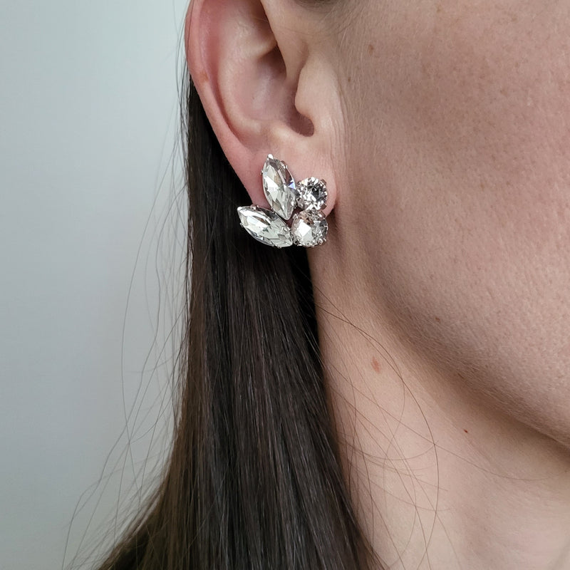 Swarovski Louison Crystal & Imitation Pearl Earrings in Silver