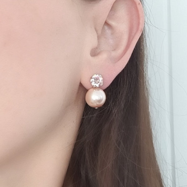 Leah - Pink Pearl Stud Earrings