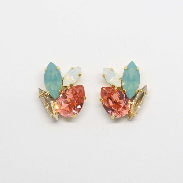 Acacia Studs - Rose Peach and Pacific Opal