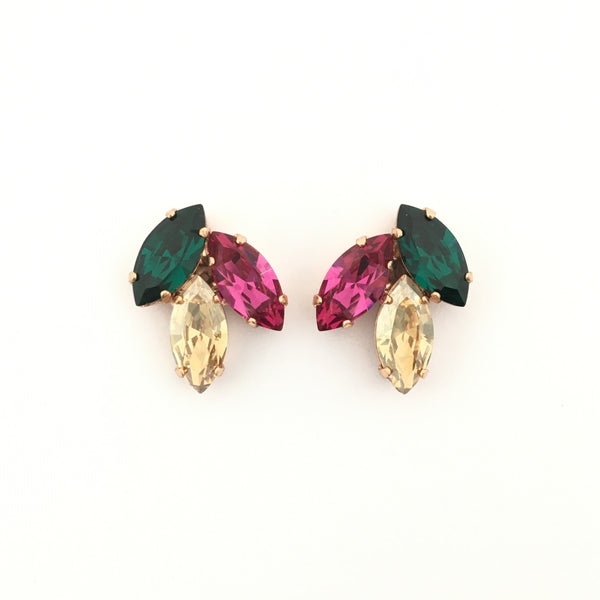 Green and Pink Earring Studs