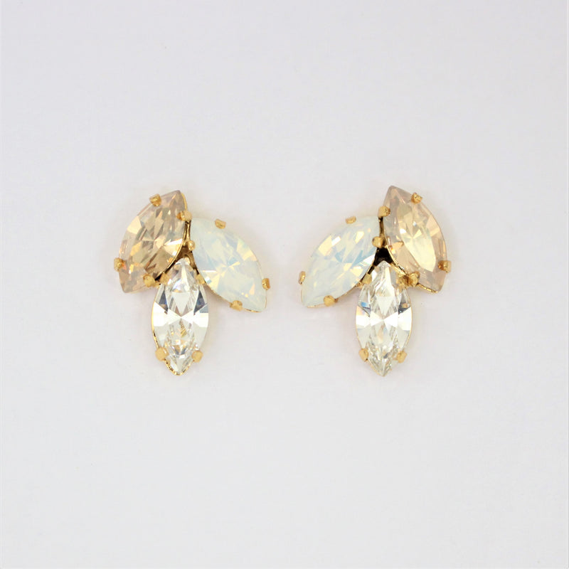 Alysar Studs - Golden Shadow, White Opal and Crystal