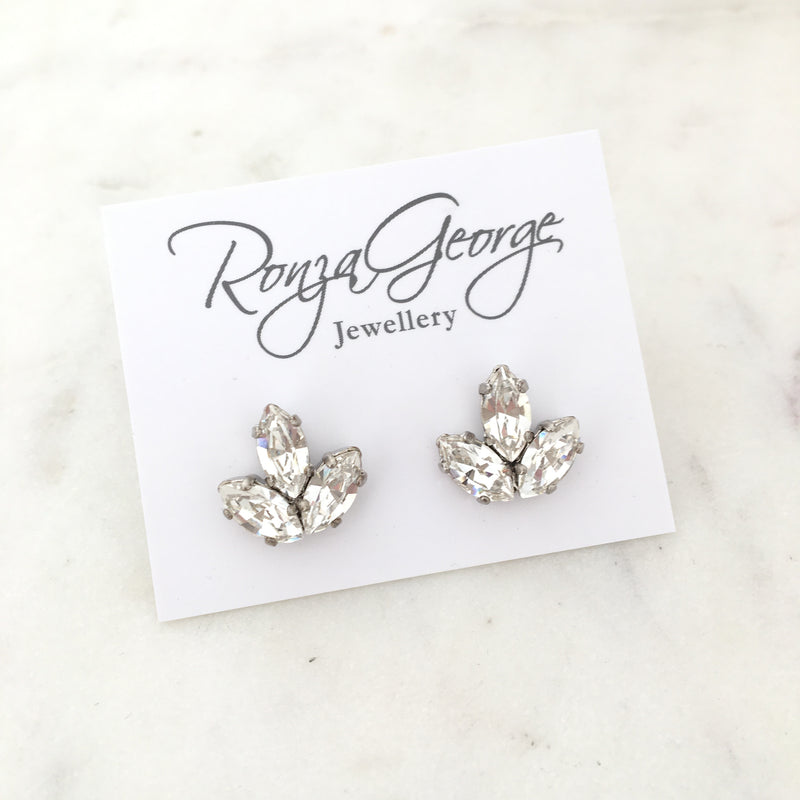 Anastasia Studs - Silver Crystal Bridal Earrings