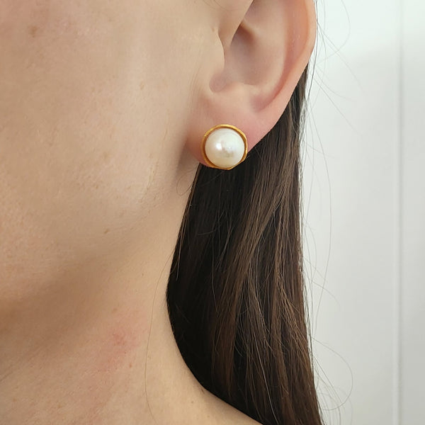 Baroque Pearl Stud Earrings - Alula - 18CT Gold