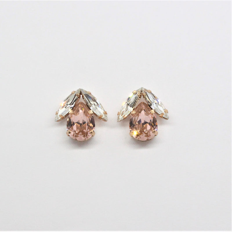 Bird Studs - Vintage Rose and Crystal Clear