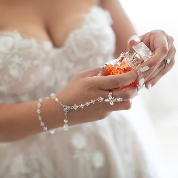 Two Wrap Bridal Rosary Bracelet with Ring - Swarovski Crystal