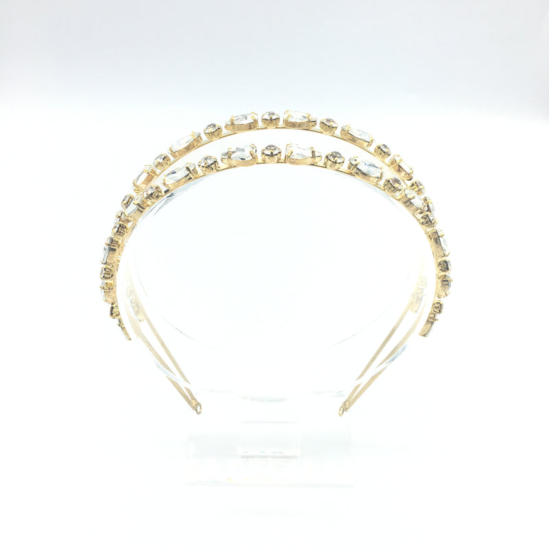 Christiane Double Head Band - Crystal on Yellow Gold