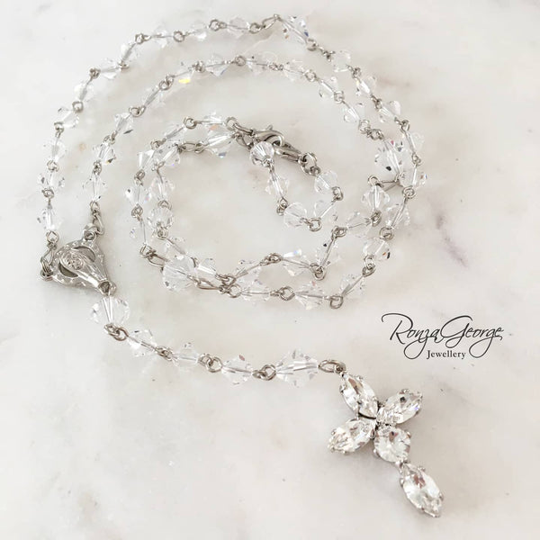 Bridal Rosary - Swarovski Crystal Rhodium Plated