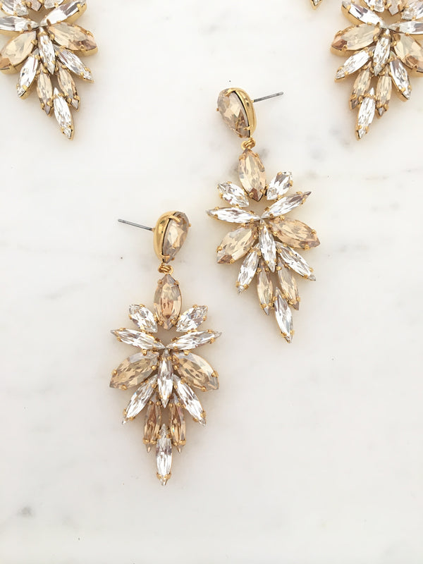 Sephora Statement Earring Drop - Golden Shadow, White opal and Crystal