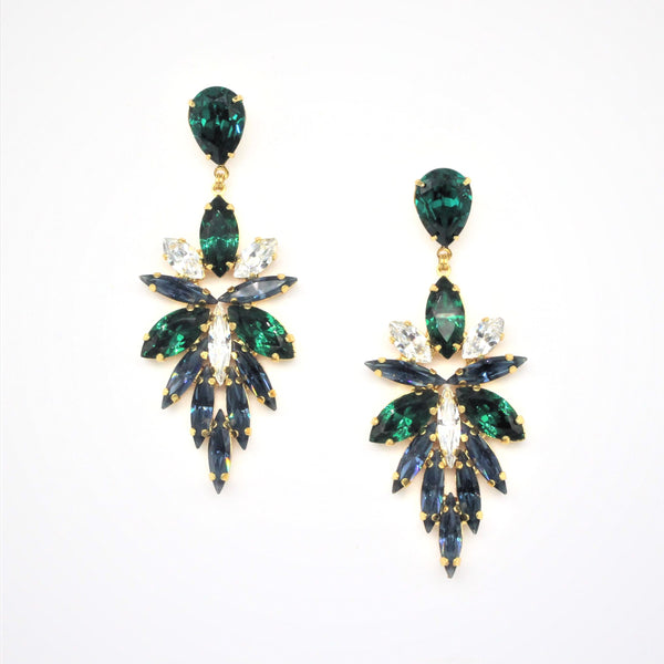 Sephora Statement Earrings - Emerald and Navy