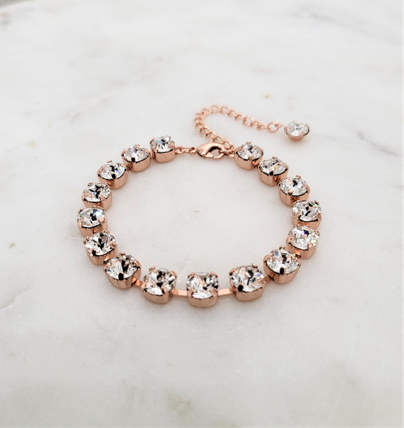 Tennis Bracelet- Rose Gold Plated, Swarovski Crystal Clear Element