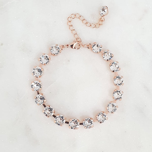 Tennis Bracelet- Rose Gold Plated, Swarovski Crystal Clear Element