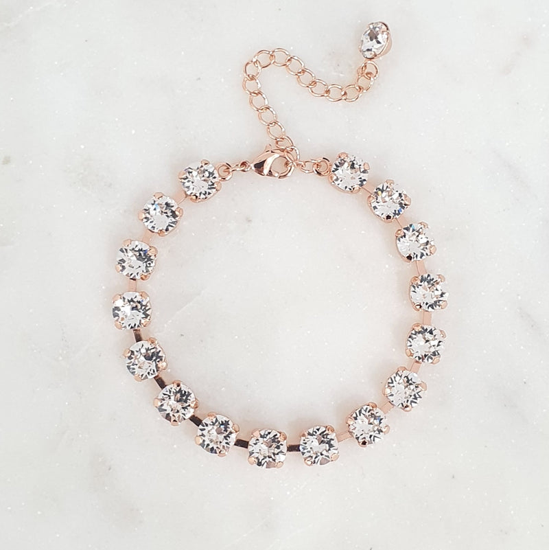 Rose Gold Tennis Bracelet- Rose Gold Plated, Swarovski Crystal