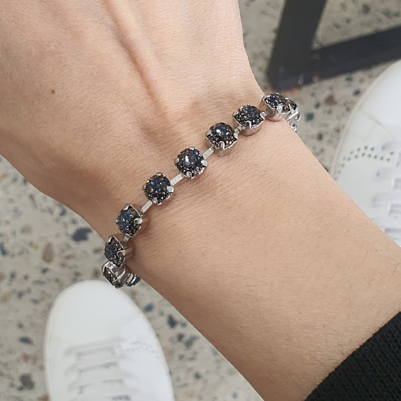 Black Tennis Bracelet 6mm Swarovski Black Patina – Ronza George