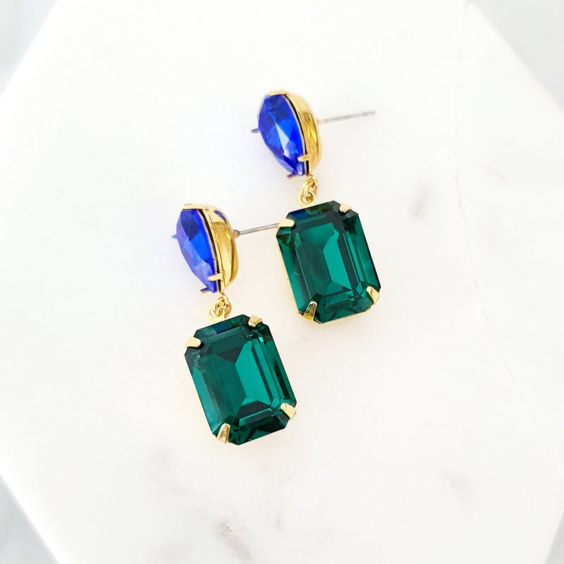 Jacinta - Blue and Emerald Drop Earrings