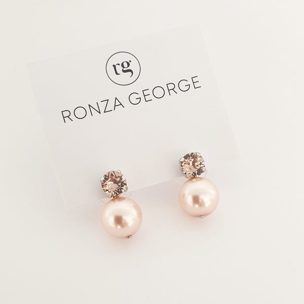 Leah - Pink Pearl Stud Earrings