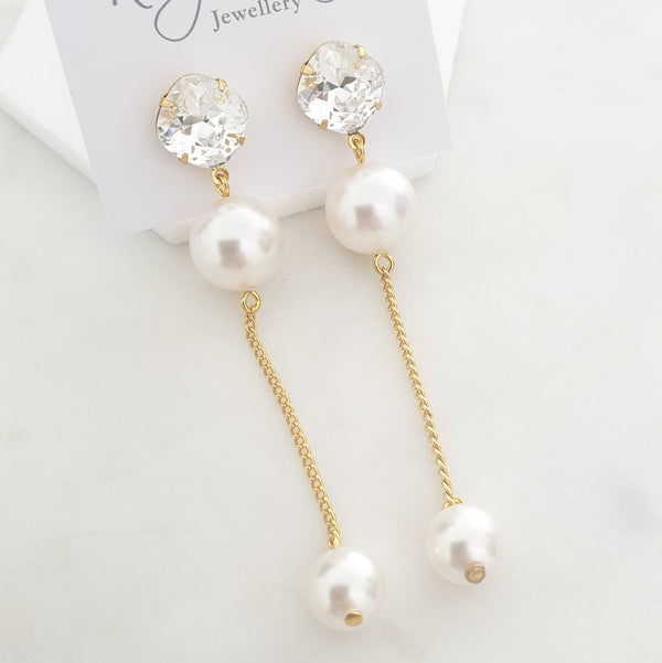 Mila Gold Statement Pearl Earrings