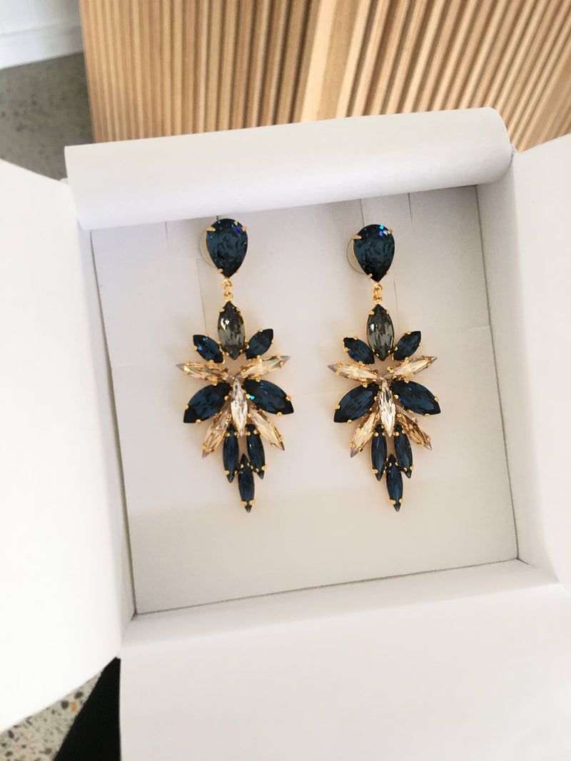 Sephora Statement Earrings - Navy and Black Diamond